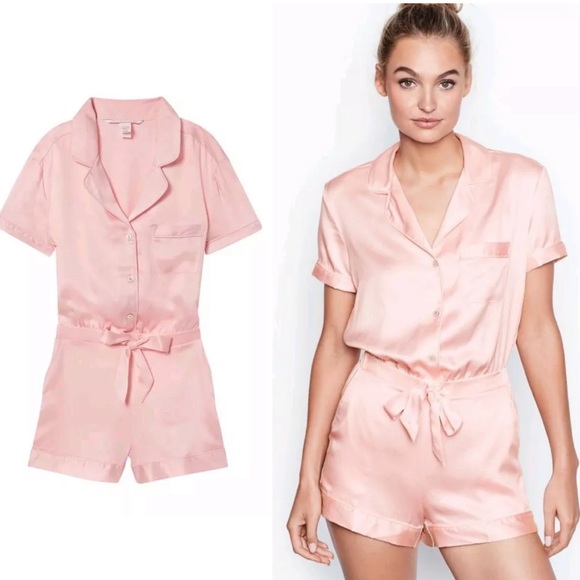 Victoria's Secret Pants - Victoria Secret Satin Romper PJ Sleep Slip Lingeri